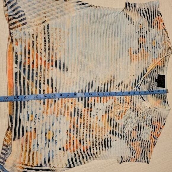 Womans Top Soft Sparkly Sheer Top Cap Sleeve Asian -  FRENCH BLUE brand L - Picture 8 of 16